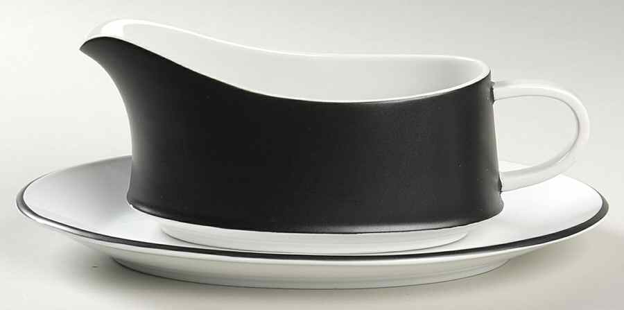 Contempo Frost Black Gravy Boat & Underplate/Relish by Otagiri-1