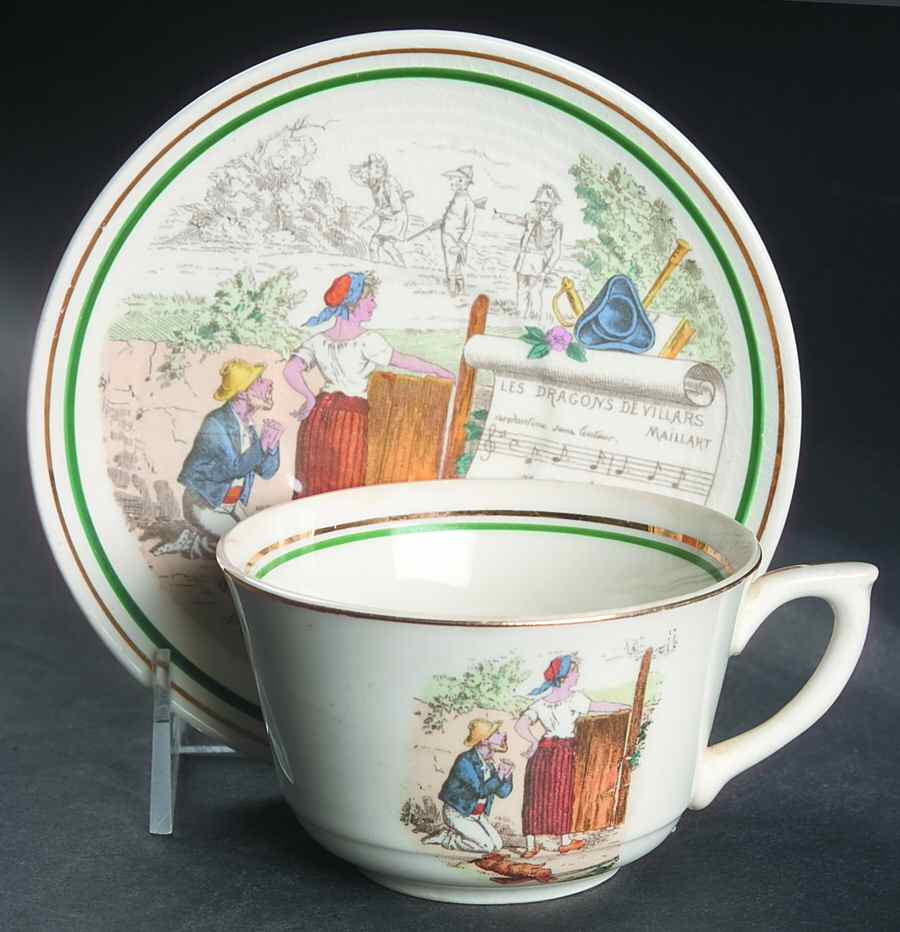French Opera Reproductions Flat Cup & Saucer Set by Ucagco-1