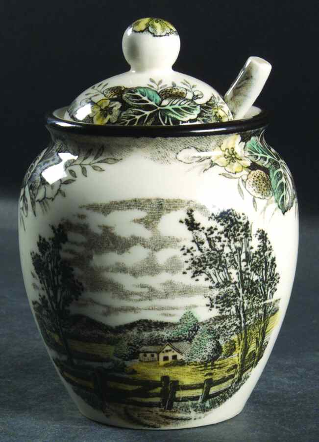 Meadow-Rural Scenery Jam/Jelly & Lid W/Spoon by Japan-1