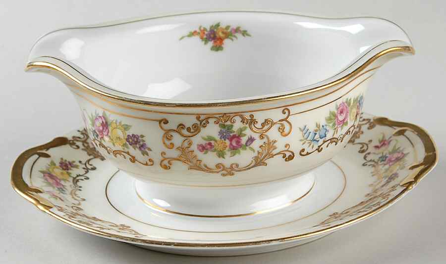 Dresden Gravy Boat with Attached Underplate by Unknown Manufacturer-1