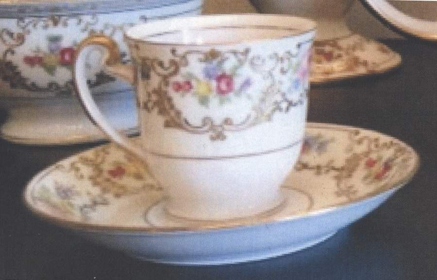 Dresden Flat Demitasse Cup & Saucer Set by Unknown Manufacturer-1