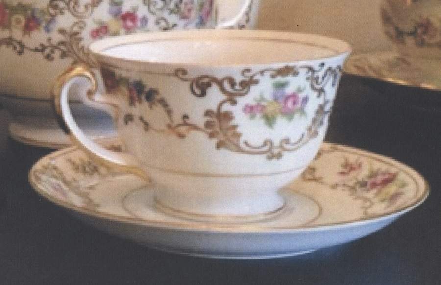 Dresden Footed Cup & Saucer Set by Unknown Manufacturer-1