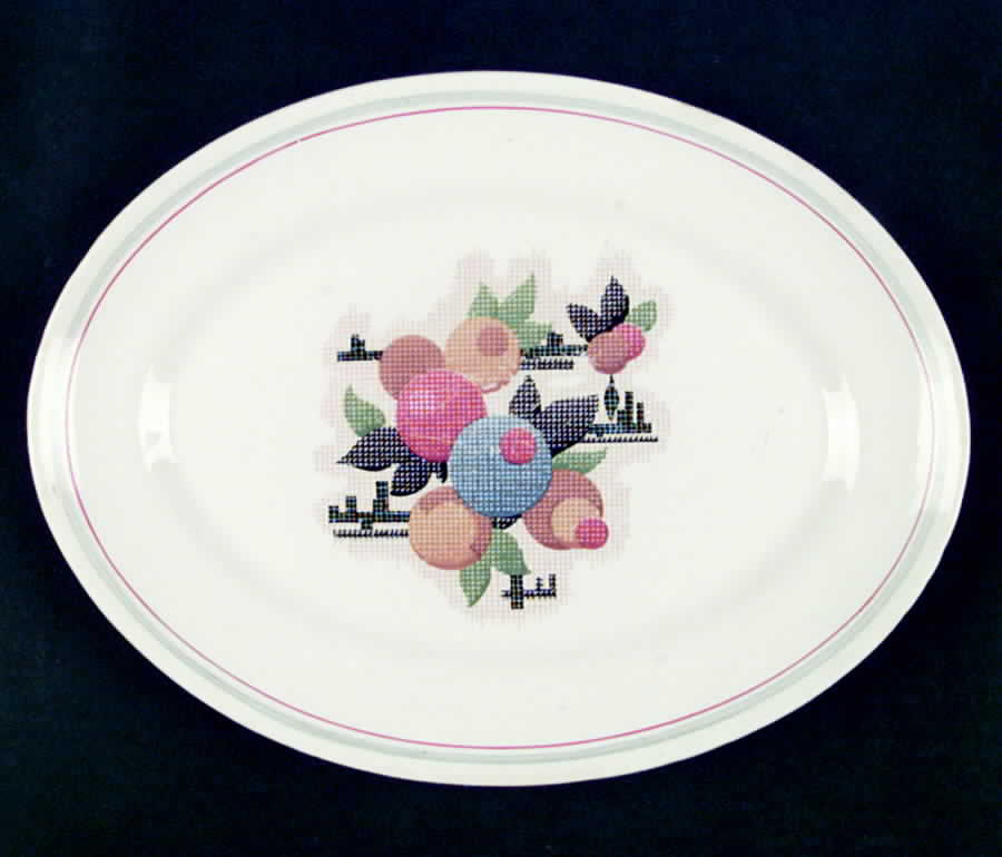 Carnation Remembrance 11" Oval Serving Platter by Crooksville-1