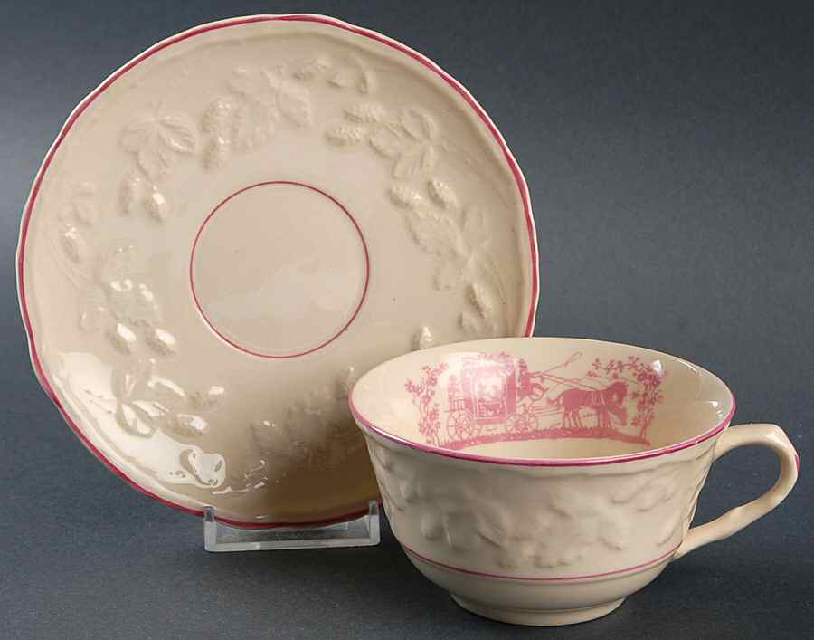 English Brambleberry Flat Cup & Saucer Set by Ostrow-1