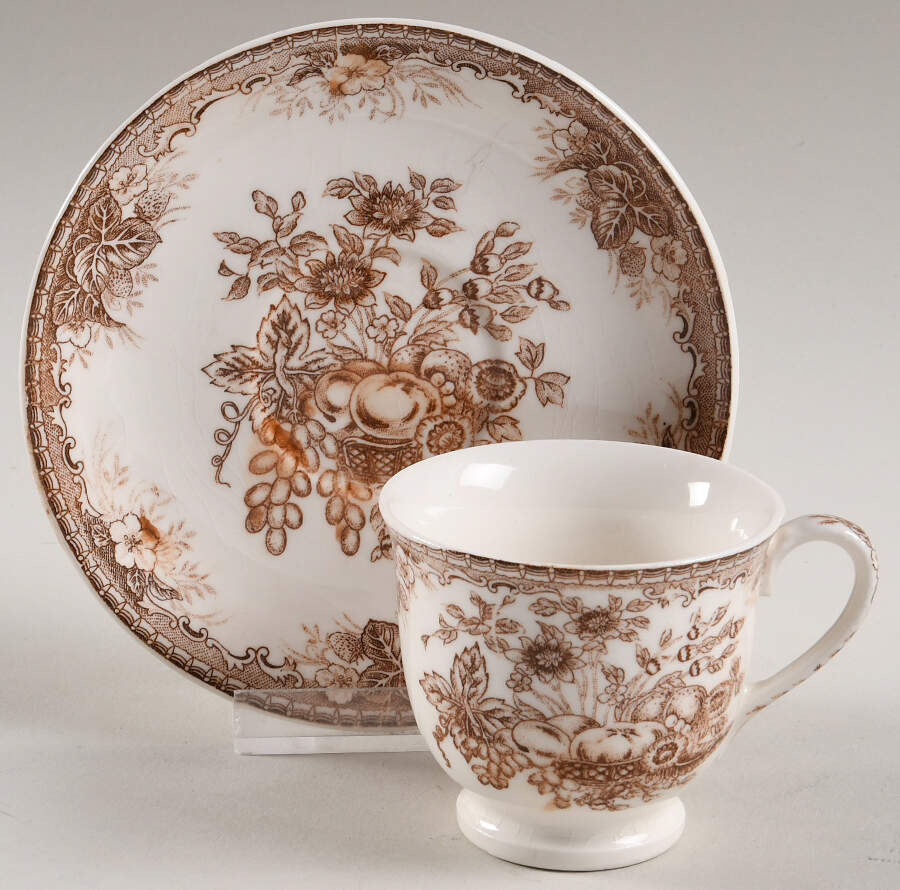 Gold Fruit Footed Demitasse Cup & Saucer Set by Japan-1