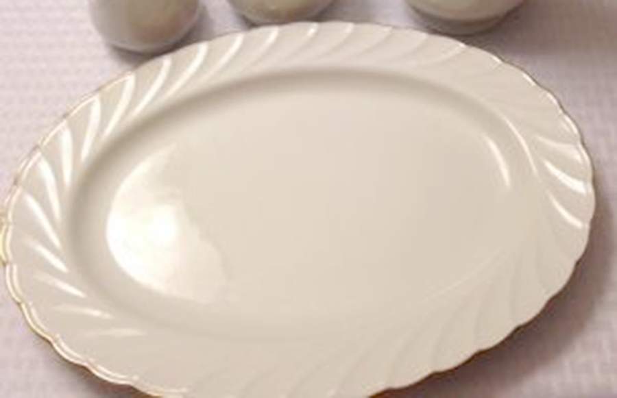 Golden Swirl 12" Oval Serving Platter by Unknown Manufacturer-1