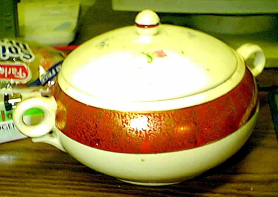 Royal Dresden Maroon Round Covered Vegetable by USA-1