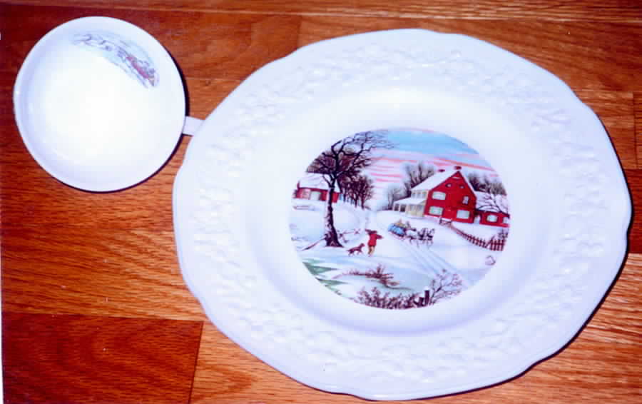 Vitrock-Currier & Ives Dinner Plate by Anchor Hocking-1