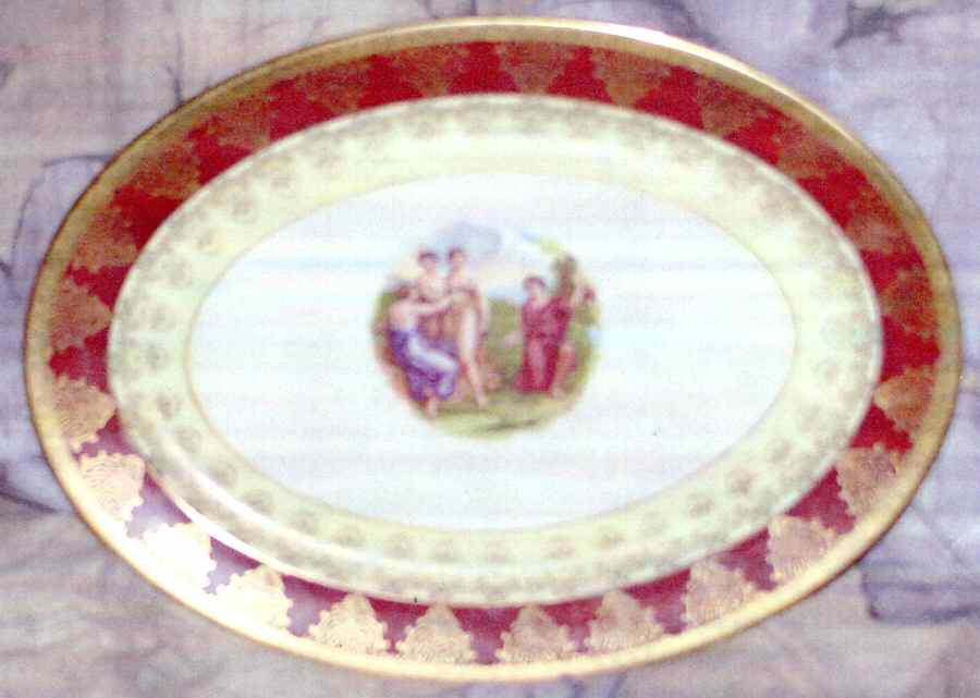 UC98 Red 14" Oval Serving Platter by Unknown Manufacturer-1