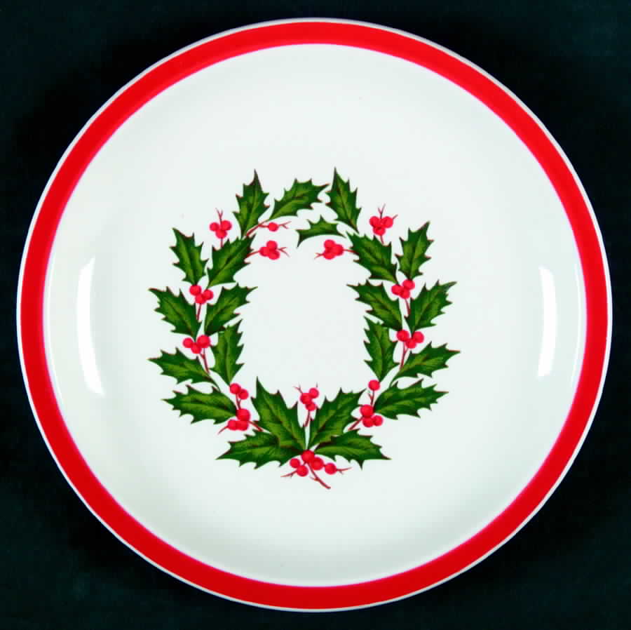 Holiday Wreath (3-8" Rim, Wide Band) Salad Plate by Taylor, Smith & Taylor (Ts&T)-1