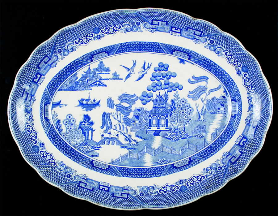 Willow 14" Oval Serving Platter by Unknown Manufacturer-1