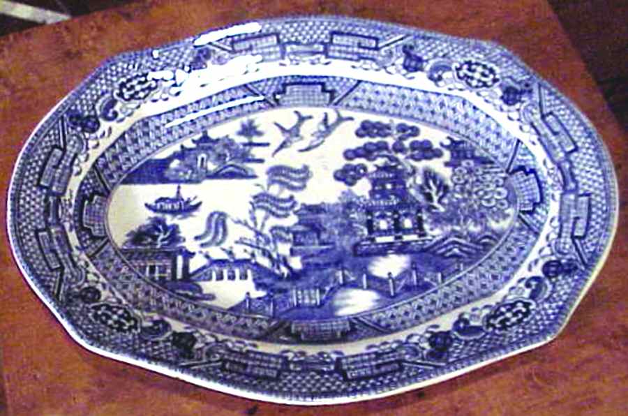 Willow Blue 12" Oval Serving Platter by Unknown Manufacturer-1
