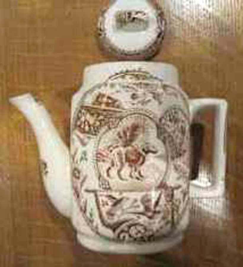 Girl with Pets-Brown Child's Teapot & Lid by Allerton's-1