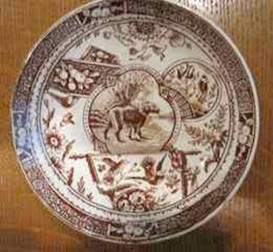 Girl with Pets-Brown Saucer for Child's Cup by Allerton's-1