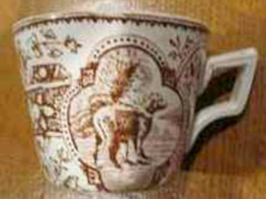 Girl with Pets-Brown Child's Cup No Saucer by Allerton's-1