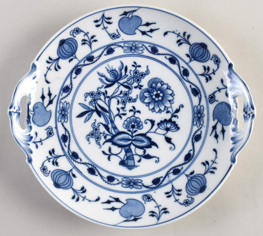 Blue Onion Handled Cake Plate by Unknown Manufacturer-1