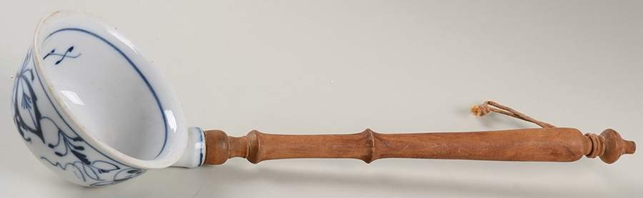 Blue Onion Ladle w/Wood Handle & Ceramic Bowl by Unknown Manufacturer-1
