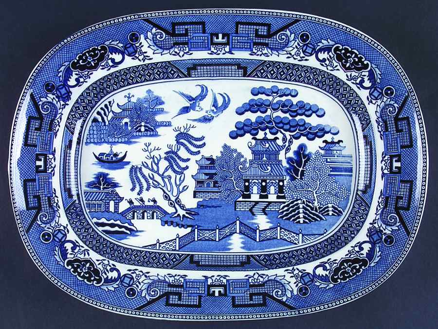 Willow Blue (Smooth) 14" Oval Serving Platter by Allerton's-1