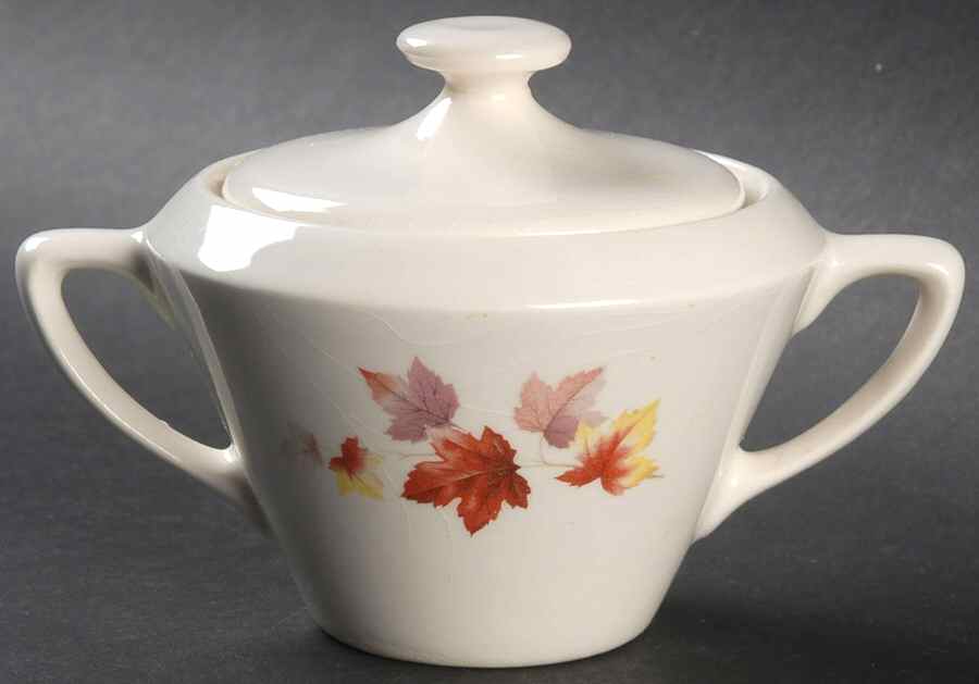 Maple Leaves Sugar Bowl & Lid by Mount Clemens-1