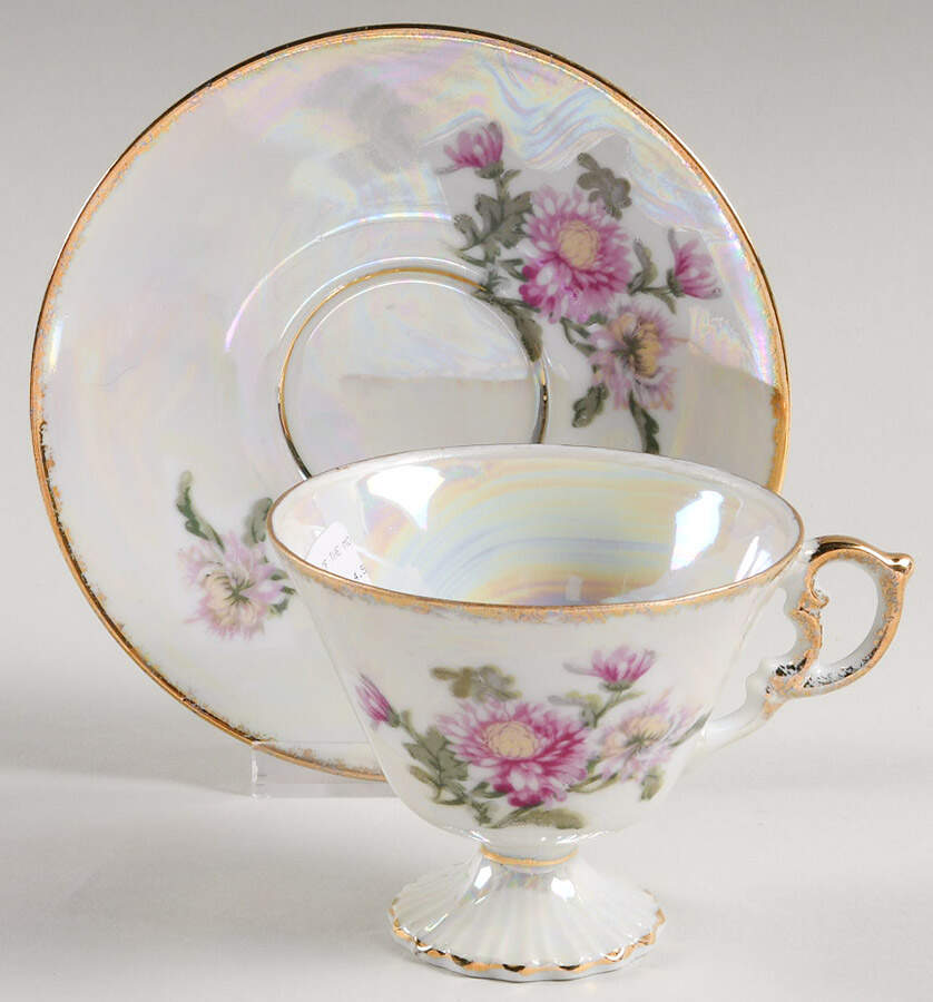 Flower of the Month Footed Cup & Saucer Set by Ucagco-1