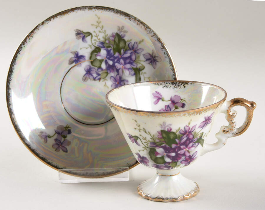 Flower of the Month Footed Cup & Saucer Set by Ucagco-1