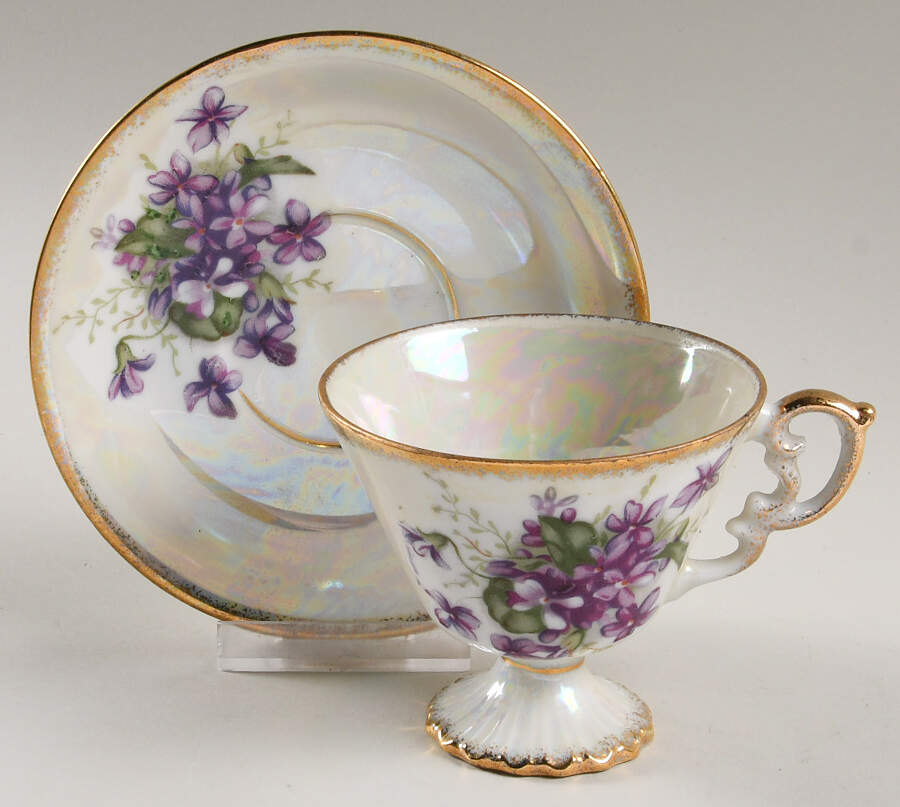Flower of the Month Footed Cup & Saucer Set by Ucagco-1