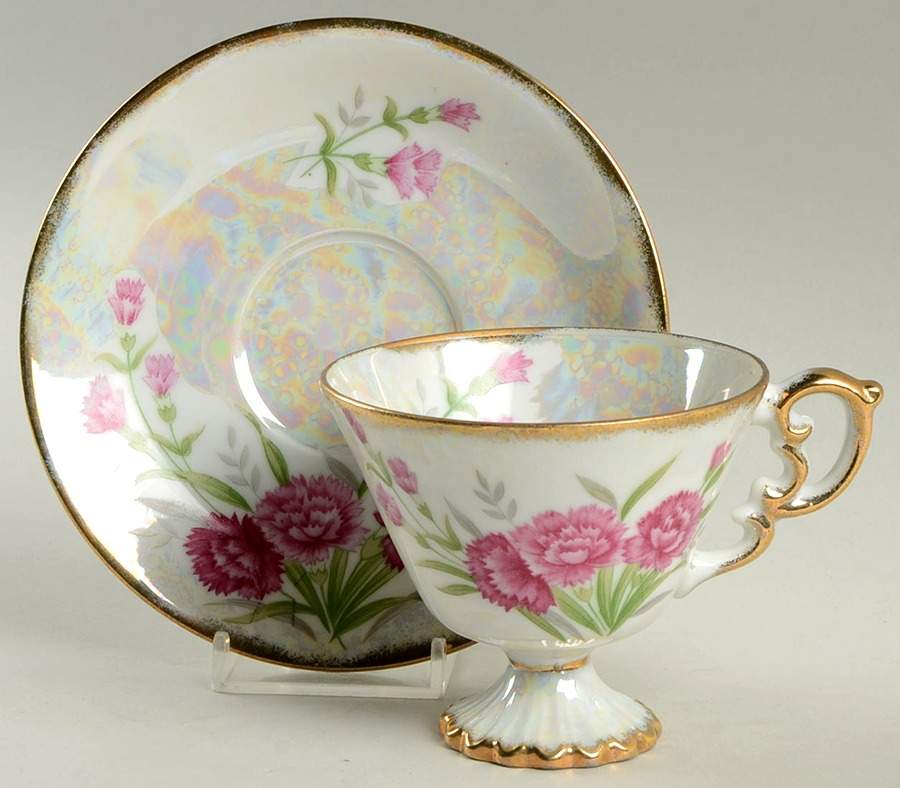 Flower of the Month Footed Cup & Saucer Set by Ucagco-1