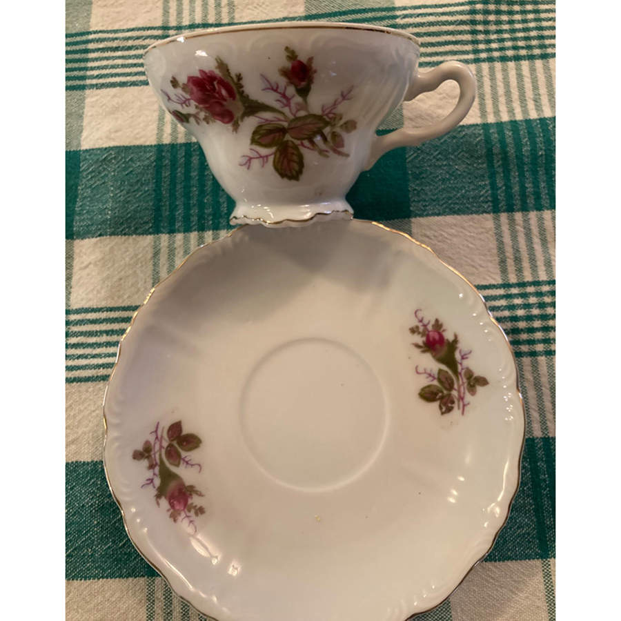 12-105V Footed Cup & Saucer Set by Unknown Manufacturer-1