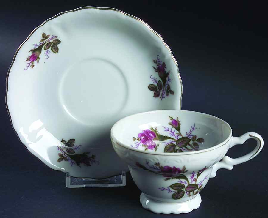 12-105V Footed Cup & Saucer Set by Unknown Manufacturer-1