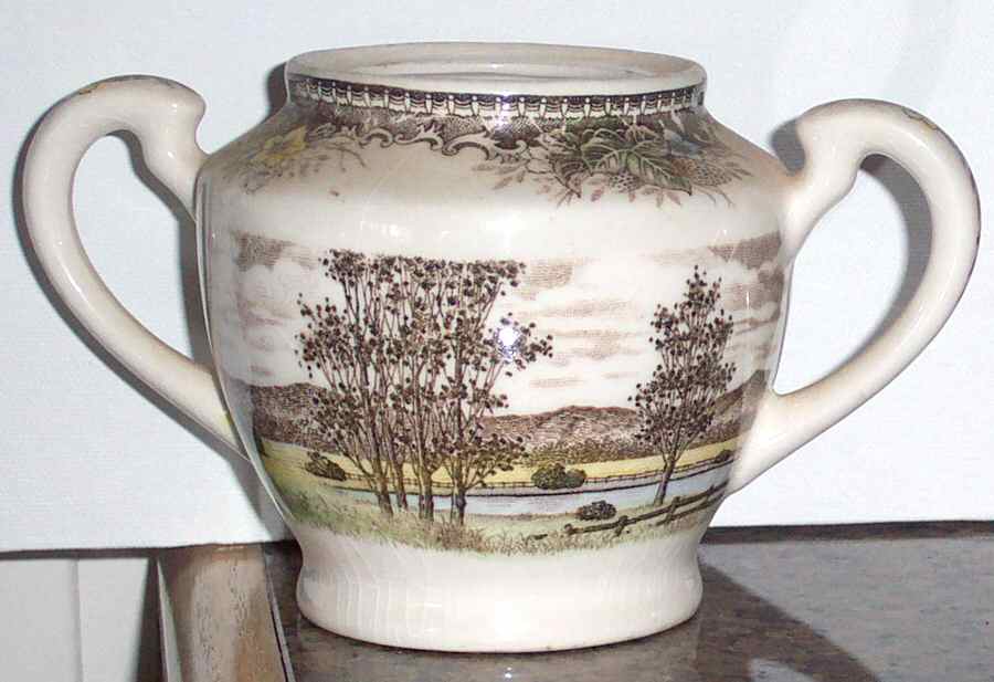 Meadow-Rural Scenery Sugar Bowl No Lid by Japan-1