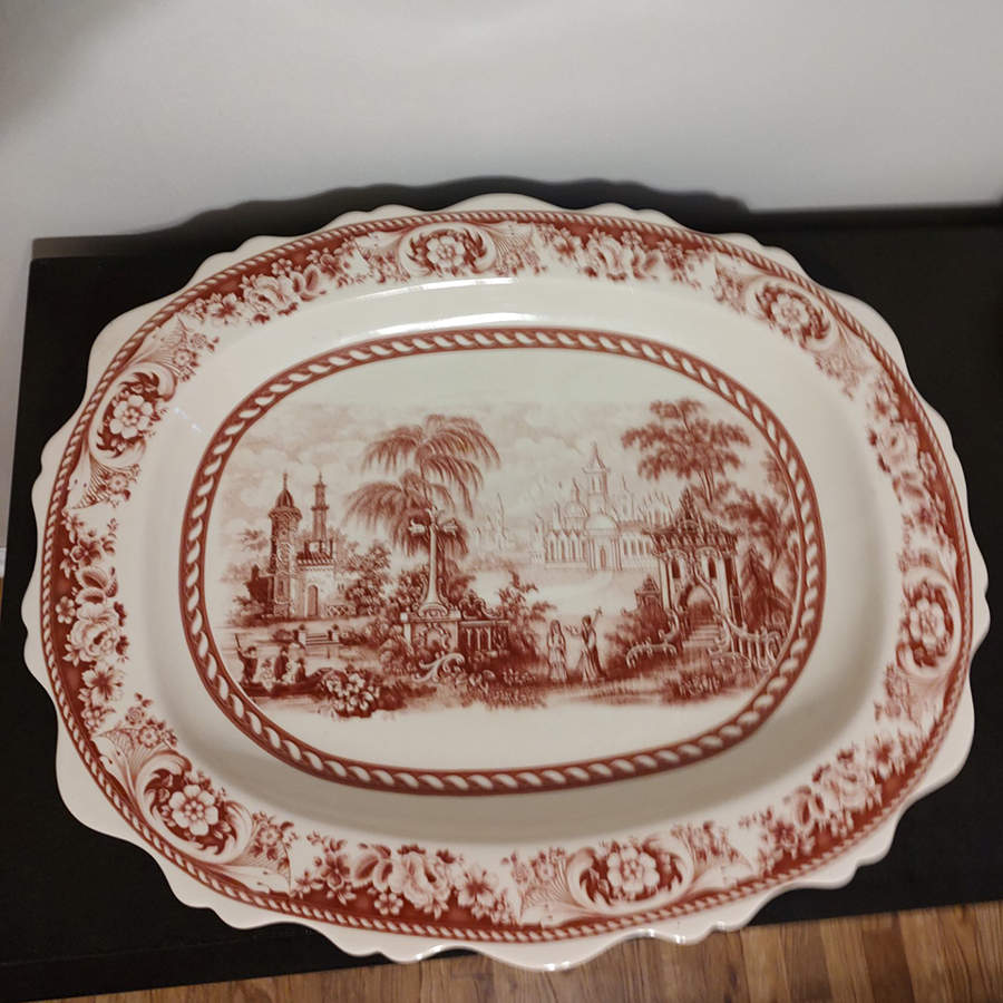 Venetian Red 20" Oval Serving Platter by China (Made in China)-1