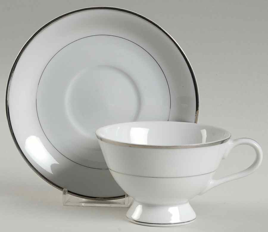Wedding Day Platinum Footed Cup & Saucer Set by United Surgical Steel-1