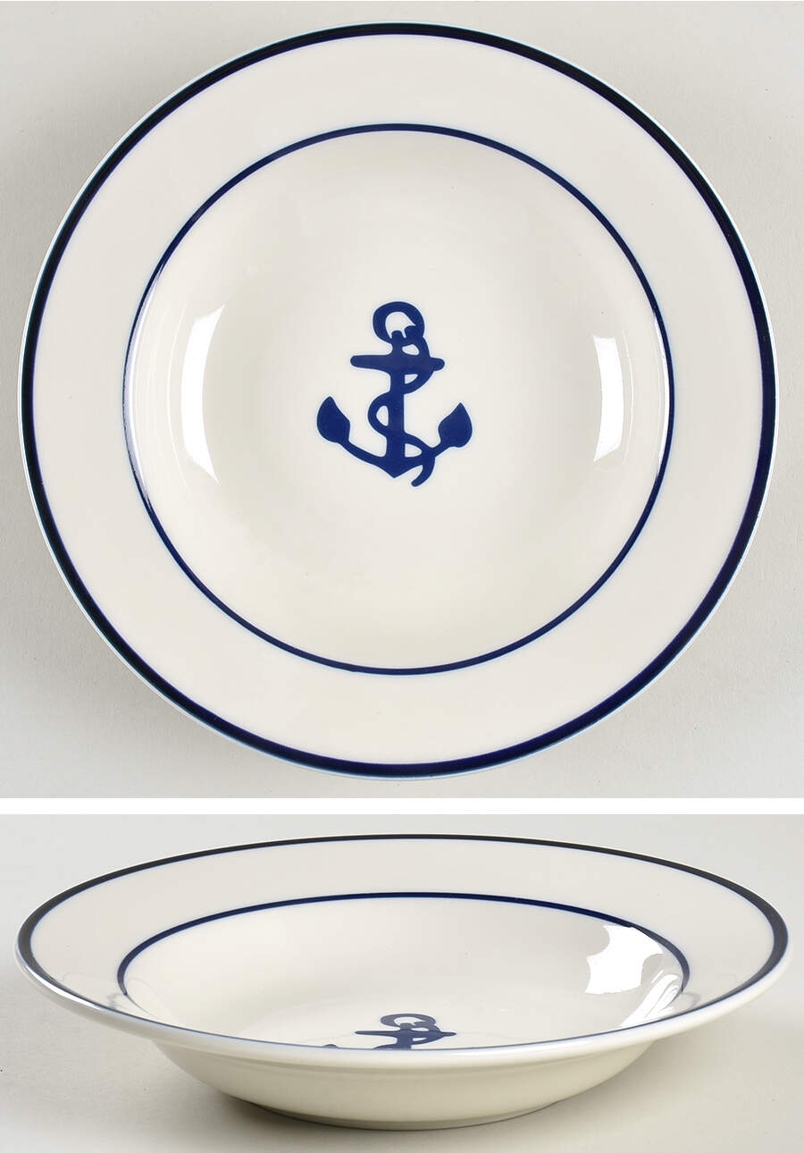 Navy Blue Collection Large Rim Soup Bowl by Unknown Manufacturer-1