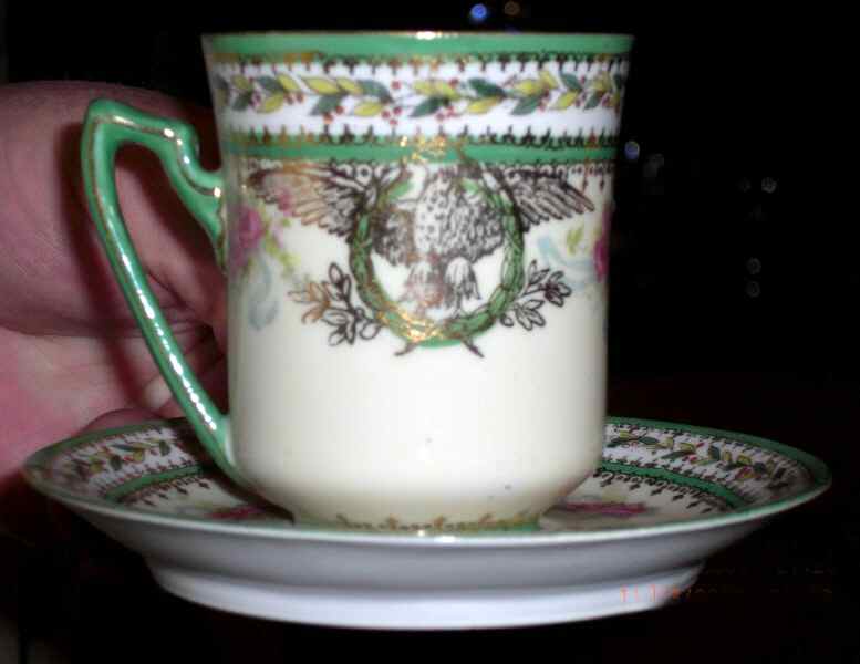 Napoleon 1st Et Josephine Flat Demitasse Cup & Saucer Set by France-1