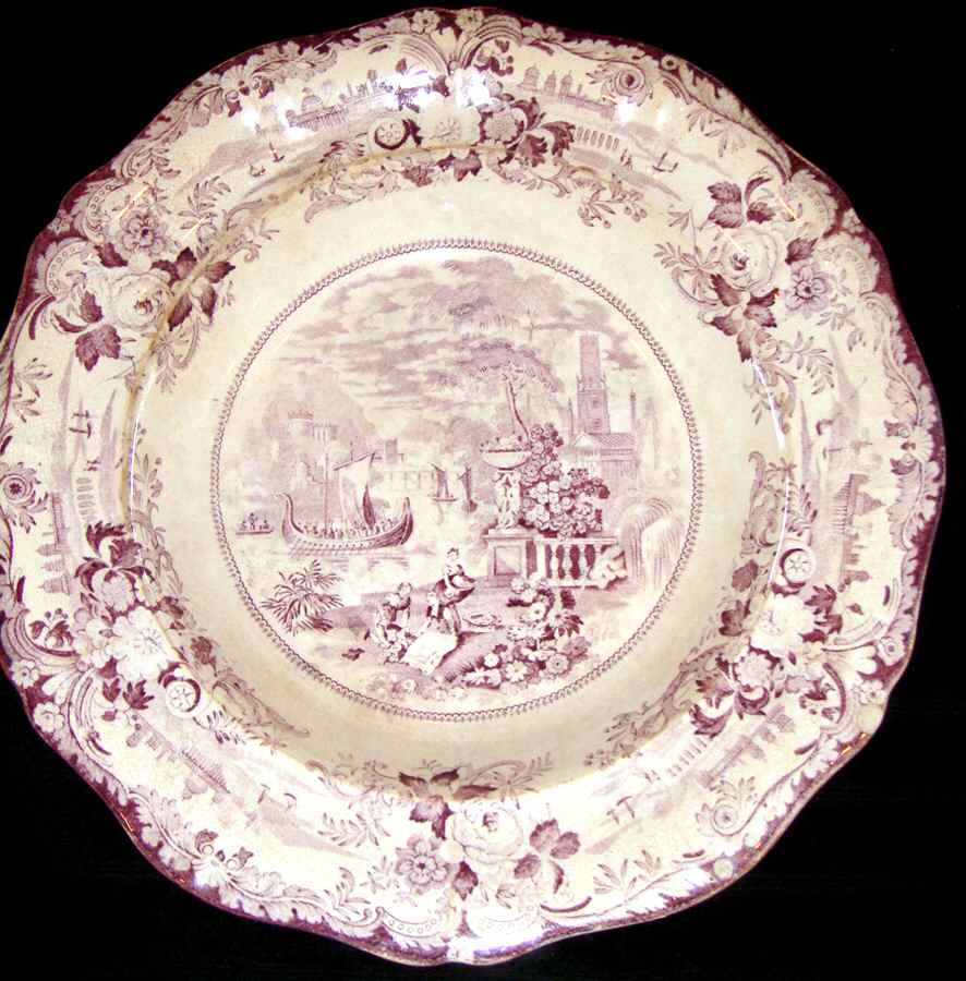 Grecian Scenery Purple Dinner Plate by England-1