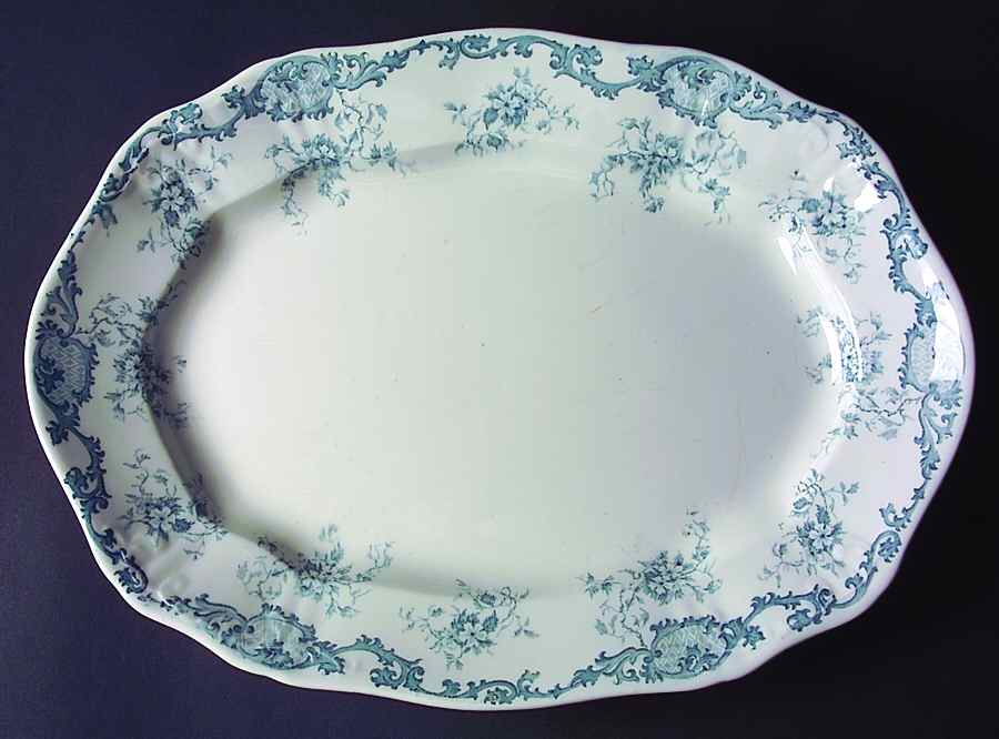 Moselle Blue 14" Oval Serving Platter by F Winkle-1