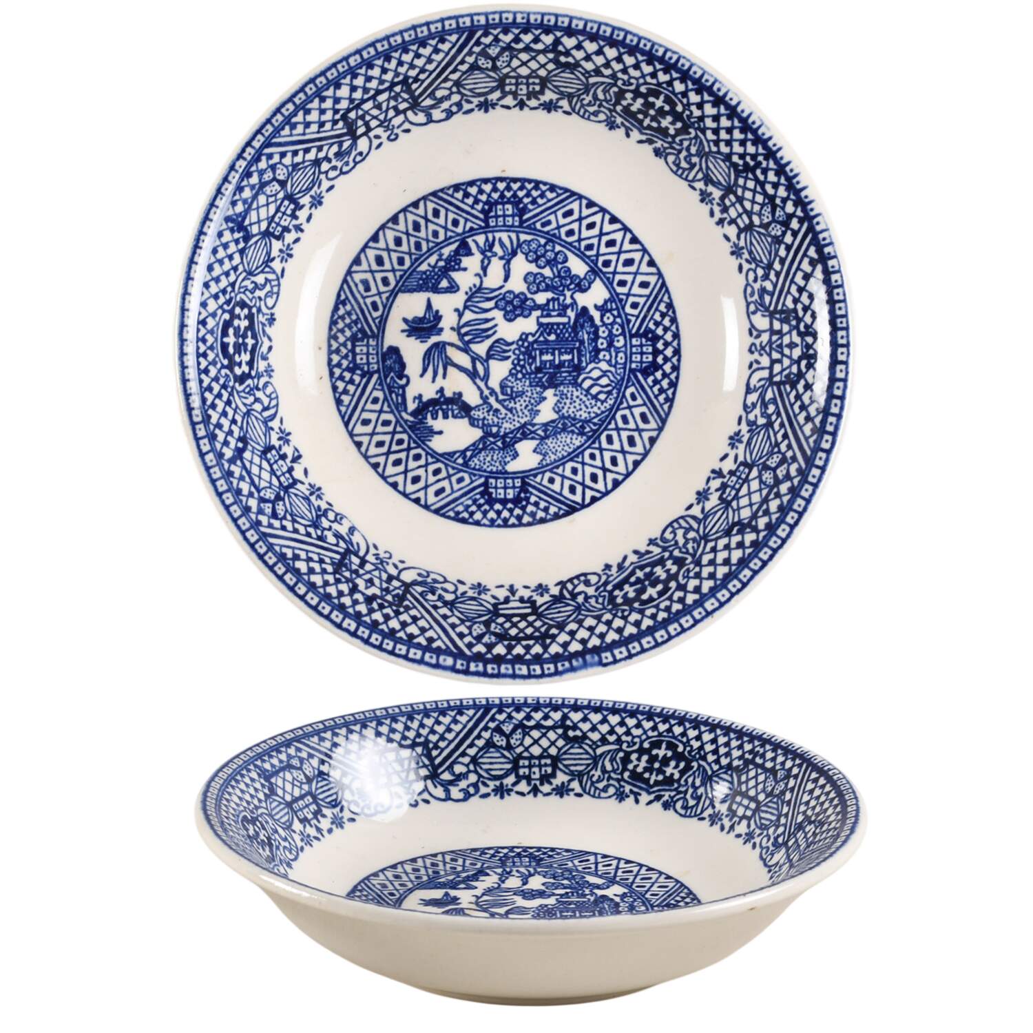 Willow (Blue, No Marks) Fruit/Dessert (Sauce) Bowl by Unknown Manufacturer-1