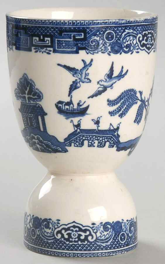 Willow (Blue, No Marks) Double Egg Cup by Unknown Manufacturer-1