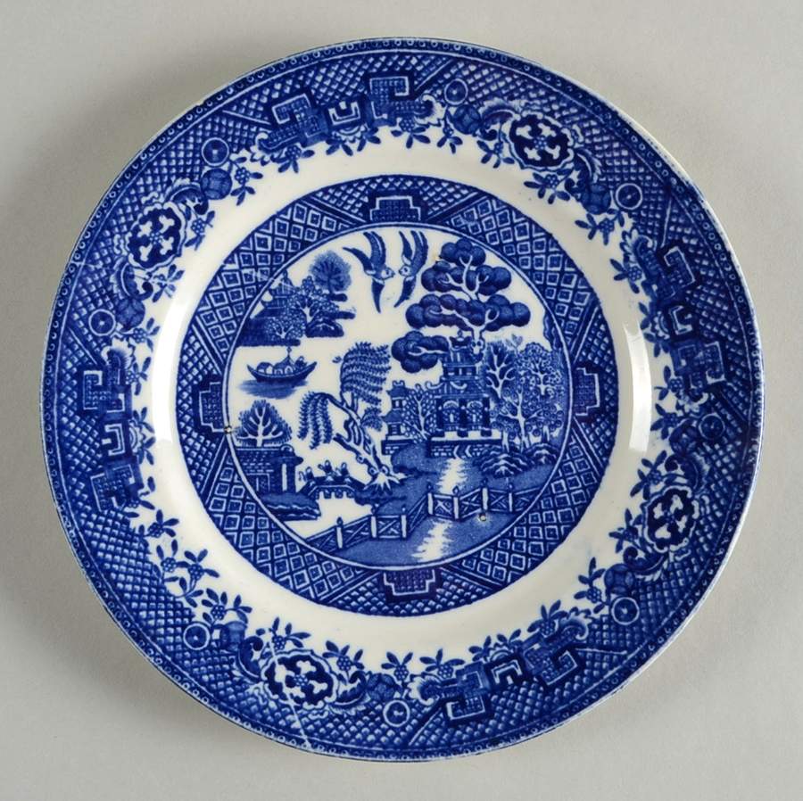 Willow (Blue, No Marks) Bread & Butter Plate by Unknown Manufacturer-1