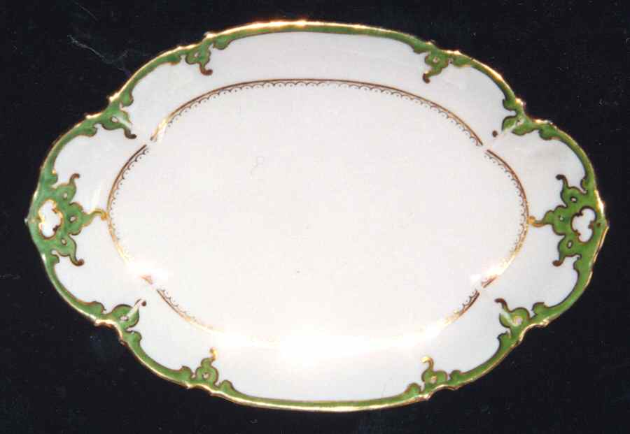 503 (Green Band) 12" Oval Serving Platter by Unknown Manufacturer-1