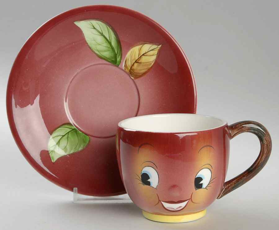 Apple Face Footed Cup & Saucer Set by Ucagco-1
