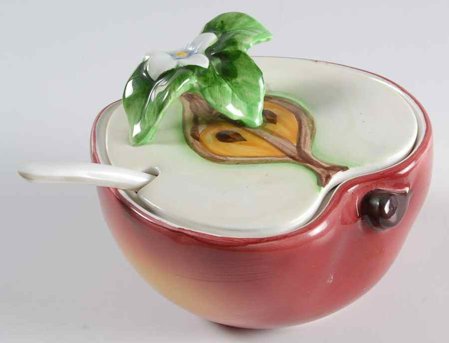 Apple Face Jam/Jelly & Lid W/Spoon by Ucagco-1