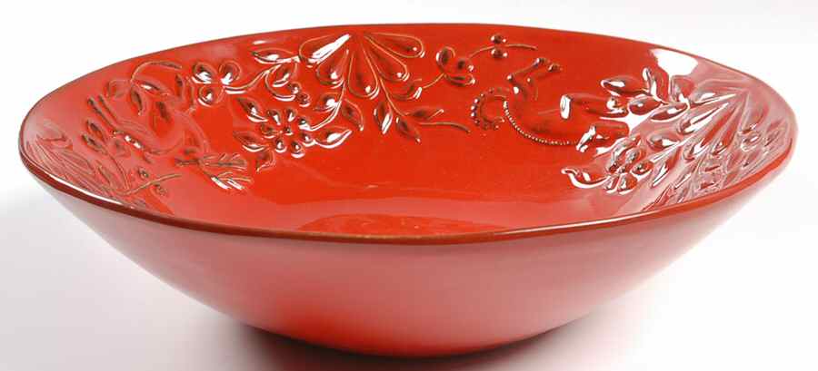 UME3 Red 12" Pasta Serving Bowl by Umbriaverde Ceramich-1
