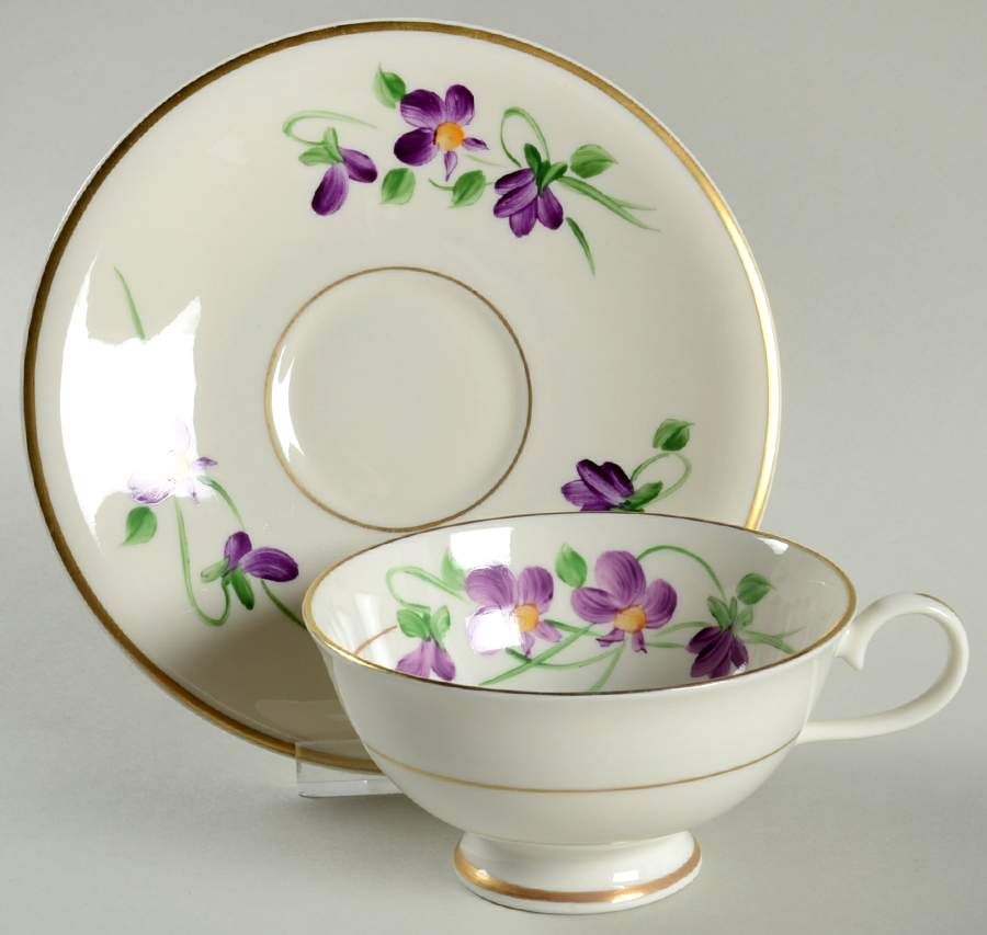 Violet Footed Cup & Saucer Set by Kirk-1