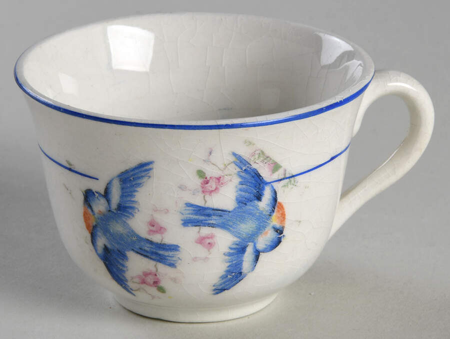 Bluebird (Blue Trim & Band, No Marks) Flat Demitasse Cup by Unknown Manufacturer-1