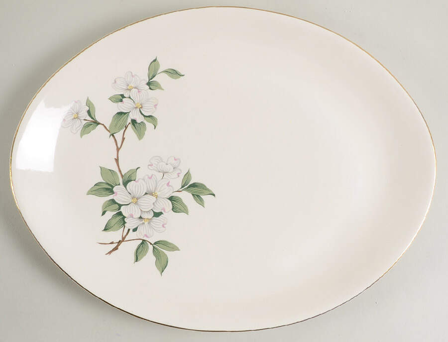 HAR79 GOLD TRIM 13" Oval Serving Platter by Harker-1