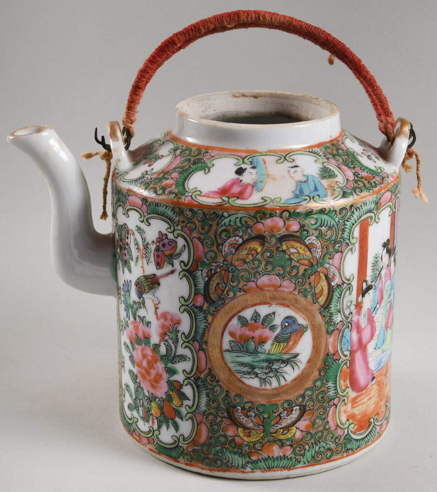 Rose Medallion (With People) Teapot No Removable Top Handle & No Lid by China (Made in China)-1