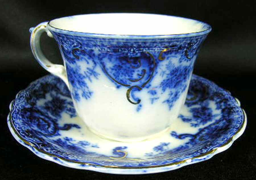 Accacia Flow Blue Flat Cup & Saucer Set by Upper Hanley-1