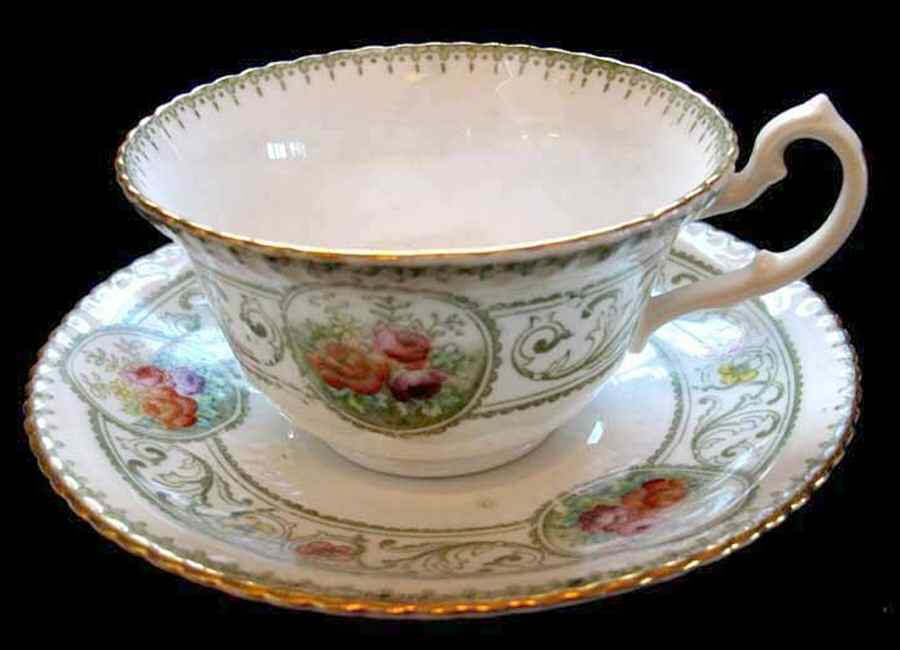 1074 Footed Cup & Saucer Set by Unknown Manufacturer-1