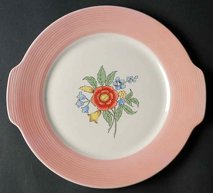 Minuet Pink Handled Cake Plate by USA-1